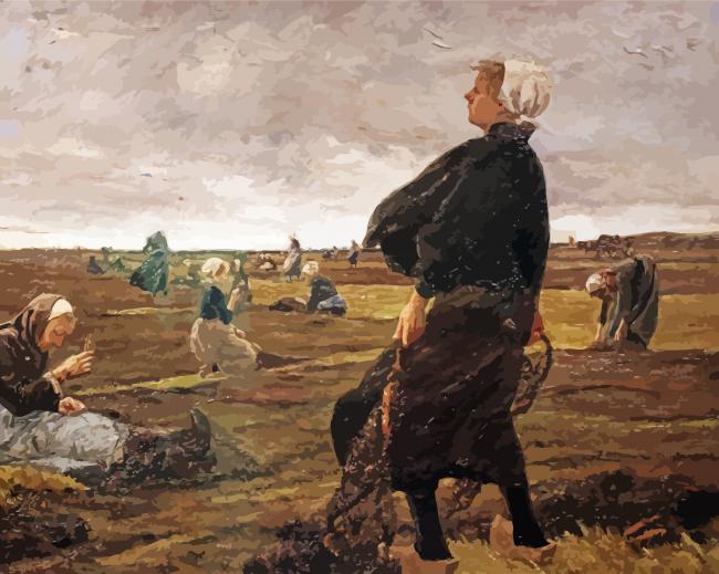 The Net Menders By Max Liebermann Paint By Number