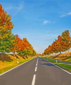 Tree Lined Autumn Road Paint By Number