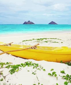 Yellow Boat In Lanikai Beach Paint By Number