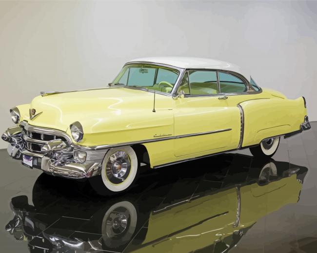 Yellow Classic Cadillac Paint By Number