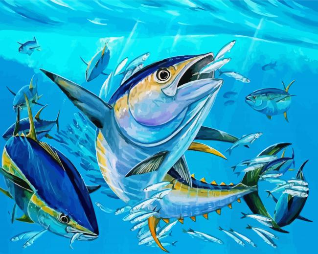 Yellowfin Tuna Fishes Art Paint By Number