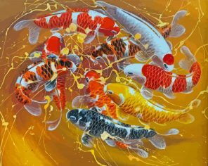Abstract 9 Koi Fish Paint By Number