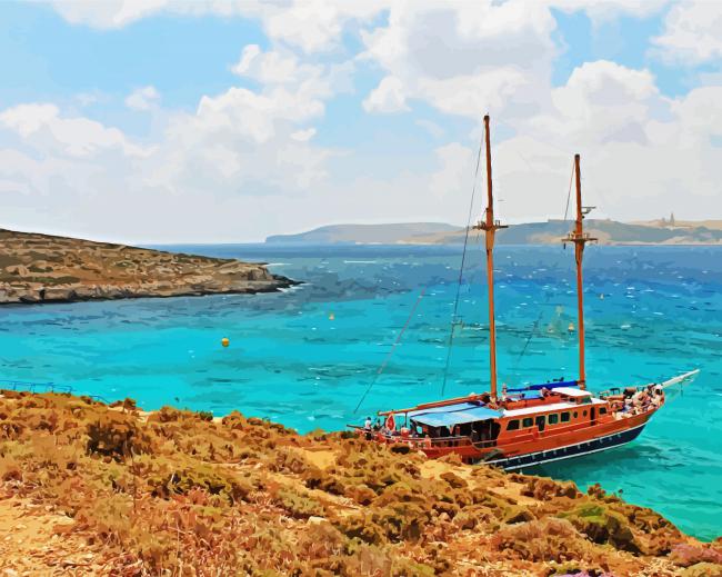 Aesthetic Comino Boat Paint By Number