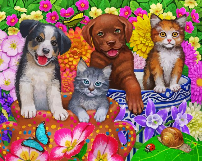 Aesthetic Dogs And Kittens Paint By Number