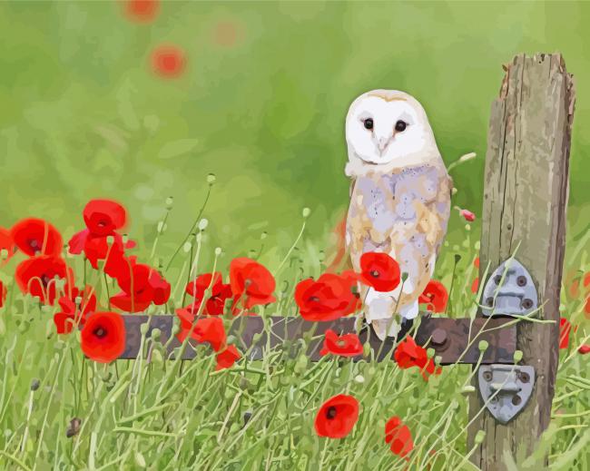 Aesthetic Owl With Flowers Paint By Number