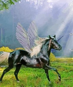 Black Butterfly Horse Paint By Number