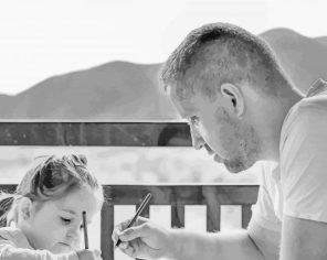 Black And White Father And Daughter Paint By Number