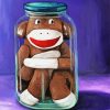Brown Sock Monkey In Glass Jar Paint By Number