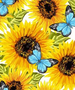 Butterflies With Sunflowers Paint By Number