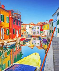 Colorful Houses Along Canal Paint By Number