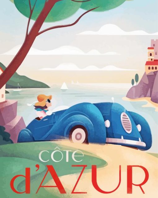 Cote Dazur Art Deco Travel Poster Paint By Number