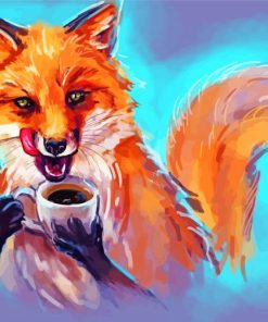 Fox Watercolor Drinking Coffee Paint By Number