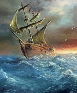 Pirate Ship In Storm Paint By Number