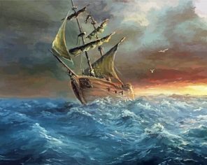 Pirate Ship In Storm Paint By Number