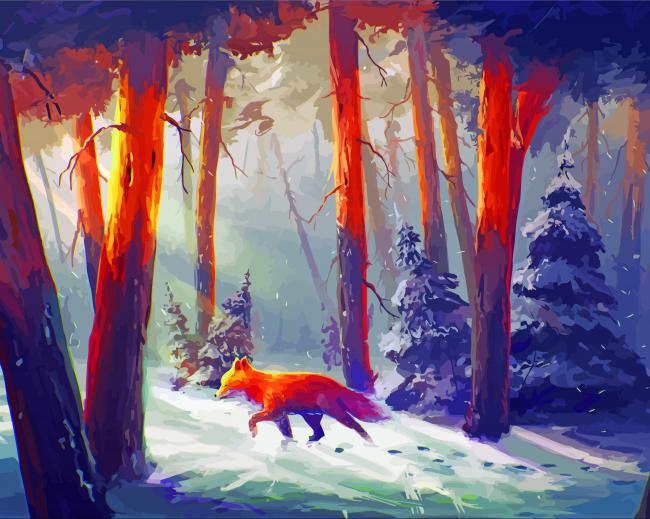 Red Fox In Forest Art Paint By Number