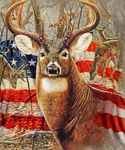 Usa Deer Flag Paint By Number