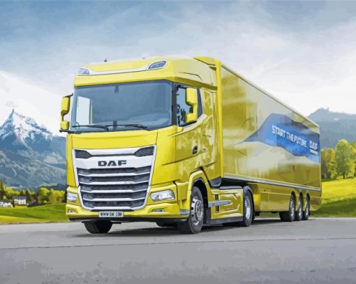 Yellow Daf Truck Paint By Number